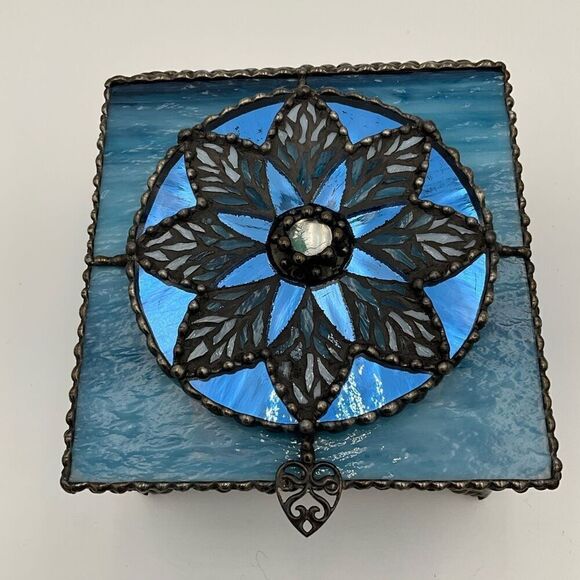 HANDCRAFTED Stained Glass Jewelry Box Keepsake Box - Picture 2 of 7